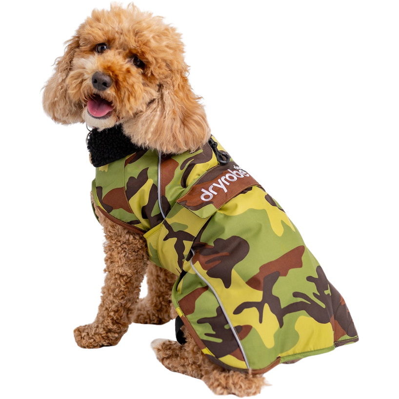 2026 Dryrobe Dog Coat V3DRDC - Green Camo / Black